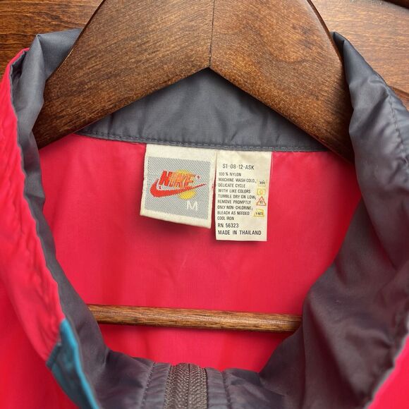 Vintage Nike Windbreaker Jacket 90s Pockets Jogging Pink 1/2 Zip Mens Medium - Picture 9 of 16